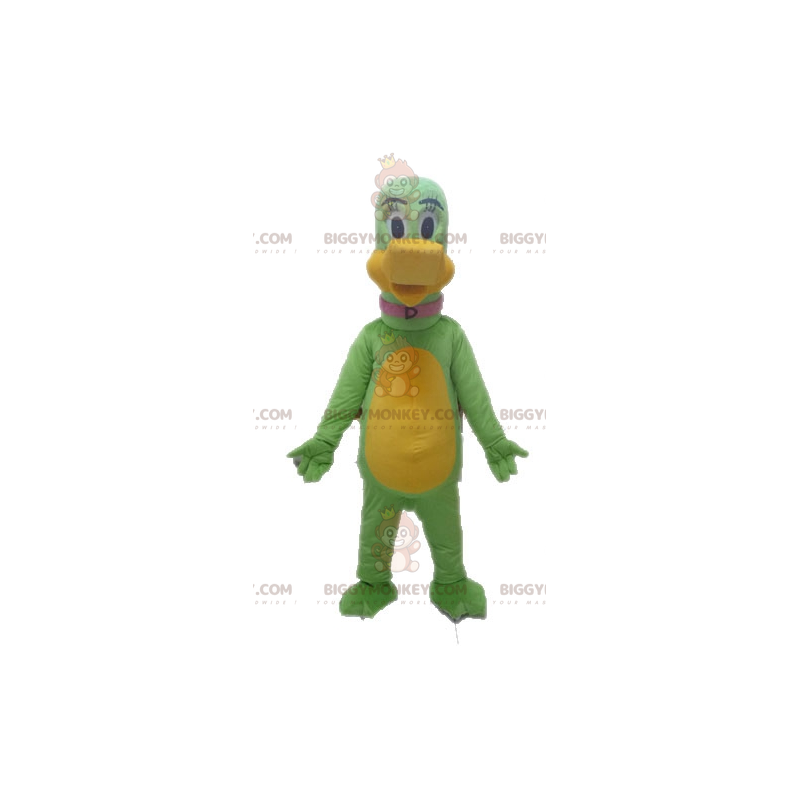 Costume de mascotte BIGGYMONKEY™ de dinosaure vert et jaune Costume de mascotte BIGGYMONKEY™ de dinosaure vert et jaune