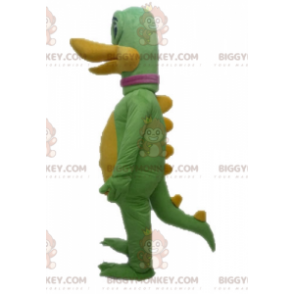Kæmpe grøn og gul dinosaur BIGGYMONKEY™ maskotkostume -