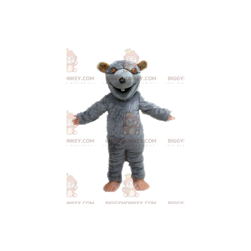 Traje de mascote de rato gigante cinza e marrom BIGGYMONKEY™. Traje de mascote de rato gigante cinza e marrom BIGGYMONKEY™.