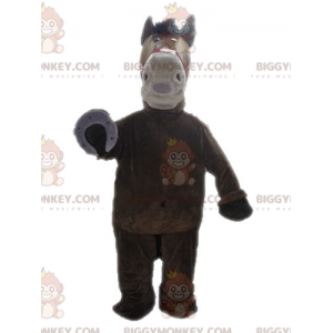 Costume da mascotte gigante marrone e marrone chiaro cavallo