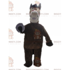 Gigantisch bruin en bruin paard BIGGYMONKEY™ mascottekostuum -