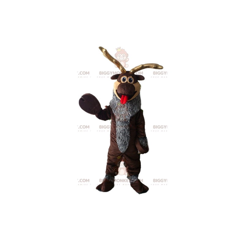 Bruin en grijs rendier BIGGYMONKEY™ mascottekostuum. Caribou Bruin en grijs rendier BIGGYMONKEY™ mascottekostuum. Caribou