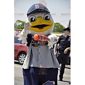 Disfraz de mascota BIGGYMONKEY™ Pato blanco y amarillo en ropa deportiva - Mascota de los patos - BiggyMonkey.com