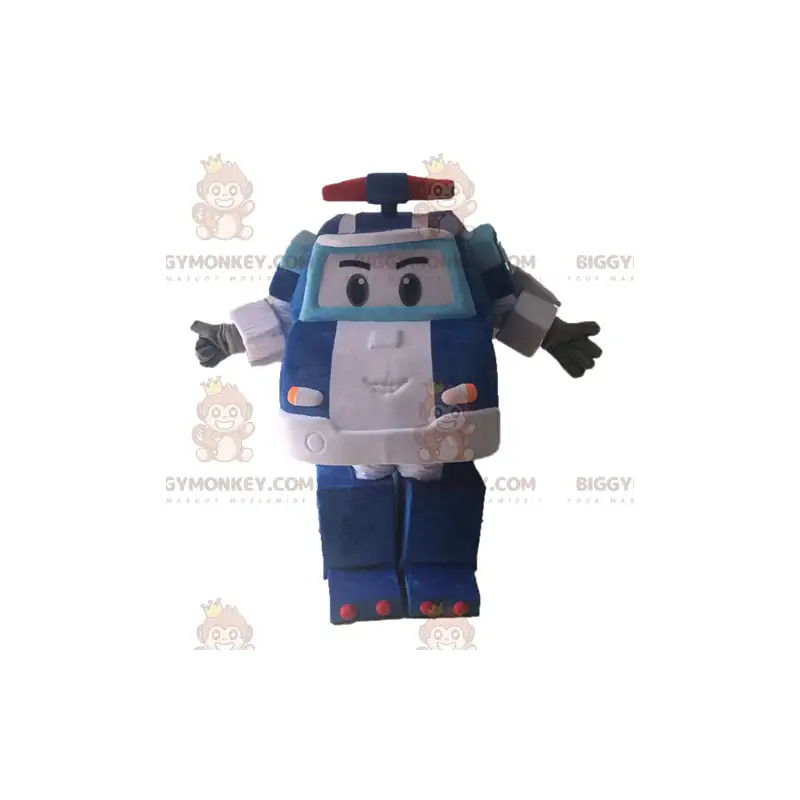 Transformers BIGGYMONKEY™ Maskottchenkostüm. Blaues Auto Transformers BIGGYMONKEY™ Maskottchenkostüm. Blaues Auto