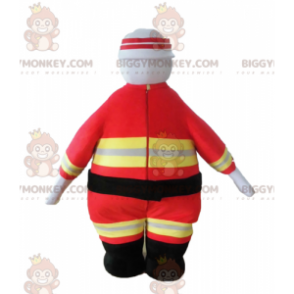 Traje de mascote de bombeiro BIGGYMONKEY™ em uniforme laranja e