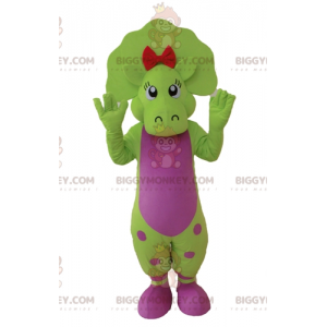 BIGGYMONKEY™ Green and Pink Polka Dot Dinosaur Mascot Costume –