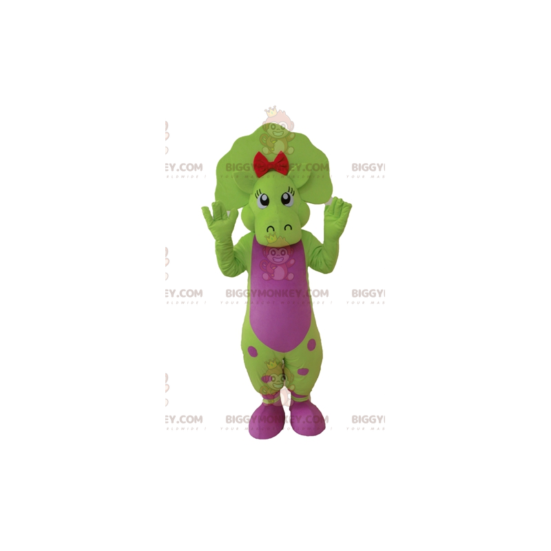 BIGGYMONKEY™ Green and Pink Polka Dot Dinosaur Mascot Costume -