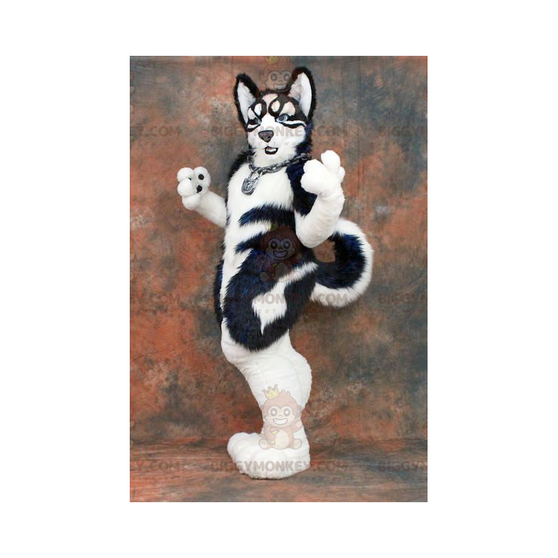 Costume mascotte BIGGYMONKEY™ cane bianco e nero - Costume mascotte BIGGYMONKEY™ cane bianco e nero -