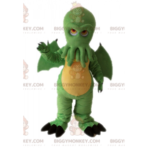 Costume de mascotte BIGGYMONKEY™ de dragon vert avec une tête