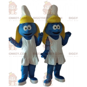 2 Maskot kreslených postaviček BIGGYMONKEY™ se Šmoulinkou –