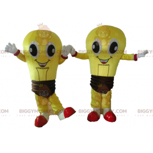 2 mascot BIGGYMONKEY™s of giant yellow and brown bulbs -