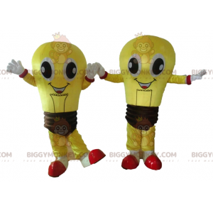 2 maskot BIGGYMONKEY™s med gigantiske gule og brune pærer - Pære maskoter - BIGGYMONKEY_04634 - BiggyMonkey.com