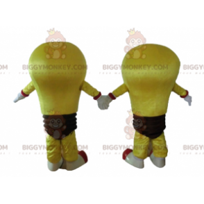 2 Maskottchen BIGGYMONKEY™s aus riesigen gelben und braunen
