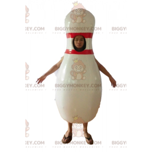 Giant bowling pin BIGGYMONKEY™ mascot costume. Bowling