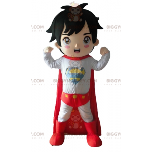 Boy's BIGGYMONKEY™ Mascot Costume Dressed In Superhero Outfit -