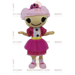 Pink Hair Girl BIGGYMONKEY™ Mascot Costume. Doll BIGGYMONKEY™