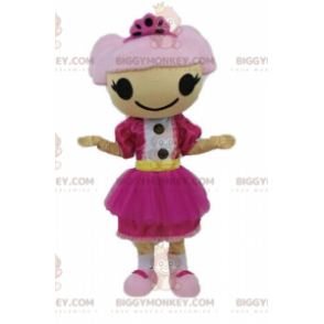 Fantasia de mascote BIGGYMONKEY™ para menina de cabelo rosa.