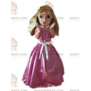 Kostým BIGGYMONKEY™ maskot Blonďatá princezna v růžových šatech - Pohádkové maskoti - BIGGYMONKEY_04643 - BiggyMonkey.com