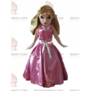 Kostým BIGGYMONKEY™ maskot Blonďatá princezna v růžových šatech - Pohádkové maskoti - BIGGYMONKEY_04643 - BiggyMonkey.com
