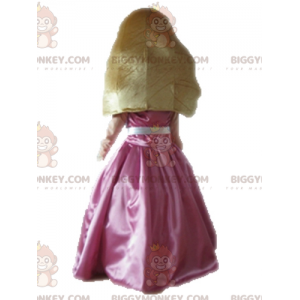 Kostým BIGGYMONKEY™ maskot Blonďatá princezna v růžových šatech - Pohádkové maskoti - BIGGYMONKEY_04643 - BiggyMonkey.com