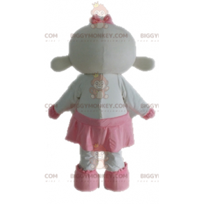 White and Pink Sheep BIGGYMONKEY™ Mascot Costume. Lamb