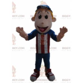 Φόρεμα μασκότ για αγόρι BIGGYMONKEY™ σε κόκκινο μπλε και λευκό