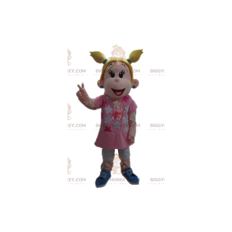 BIGGYMONKEY™ Costume da mascotte Ragazza bionda vestita di rosa BIGGYMONKEY™ Costume da mascotte Ragazza bionda vestita di rosa