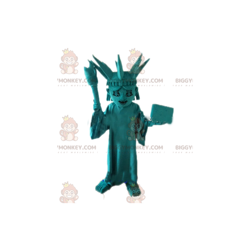 Costume de mascotte BIGGYMONKEY™ de la Statue de la Liberté. Costume de mascotte BIGGYMONKEY™ de la Statue de la Liberté.