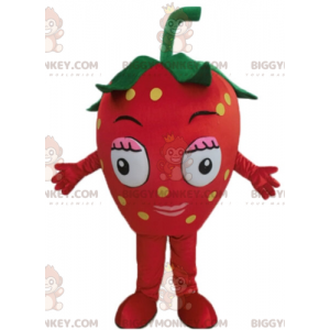 Giant Red Strawberry BIGGYMONKEY™ Mascot Costume. Red Fruit