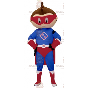 Little Boy BIGGYMONKEY™ Mascot Costume Dressed In Superhero