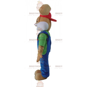 Costume de mascotte BIGGYMONKEY™ de lapin marron habillé d'une salopette - Mascotte de lapins - BiggyMonkey.com