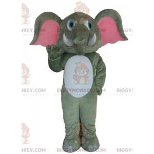Gigantische grijze, witte en roze olifant BIGGYMONKEY™