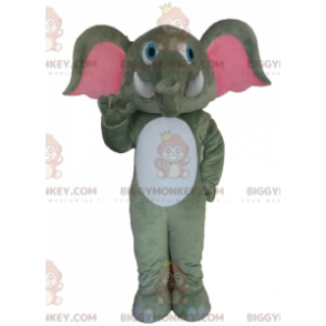 Giant Gray White and Pink Elephant BIGGYMONKEY™ Mascot Costume