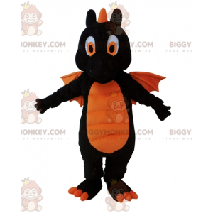 Gigantische zwart-oranje draak BIGGYMONKEY™ mascottekostuum -