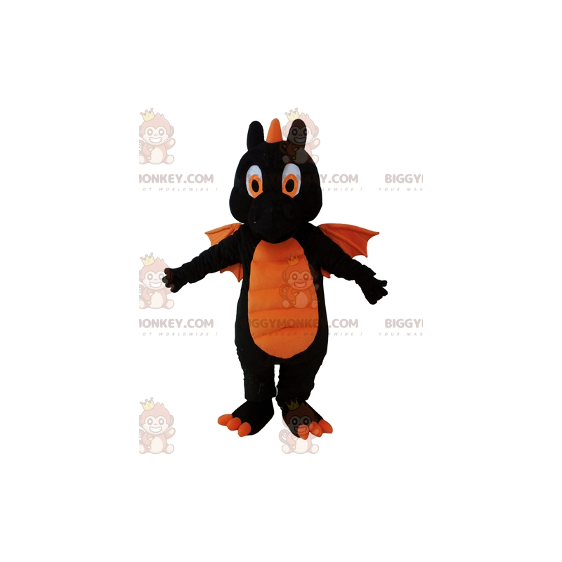 Costume da mascotte gigante drago nero e arancione BIGGYMONKEY™