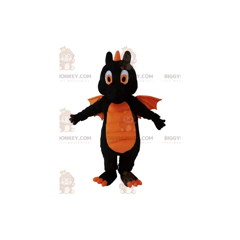 Kostým obřího černooranžového draka BIGGYMONKEY™ maskota – Kostým obřího černooranžového draka BIGGYMONKEY™ maskota –