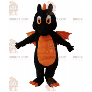 Kostým obřího černooranžového draka BIGGYMONKEY™ maskota –