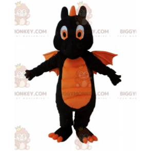 Kæmpe sort og orange drage BIGGYMONKEY™ maskotkostume -