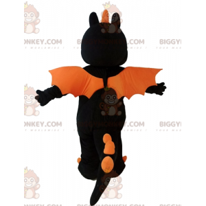 Costume de mascotte BIGGYMONKEY™ de dragon noir et orange géant