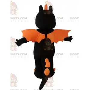 Kostým obřího černooranžového draka BIGGYMONKEY™ maskota –