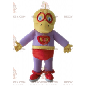 BIGGYMONKEY™ Mascot Costume Yellow & Purple Dinosaur Dressed As