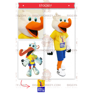 Costume mascotte BIGGYMONKEY™ per cicogna fan dell'hockey -