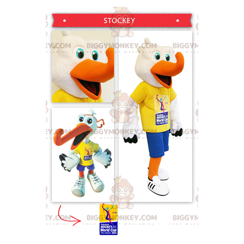 Eishockey-Fan Storch BIGGYMONKEY™ Maskottchen-Kostüm -