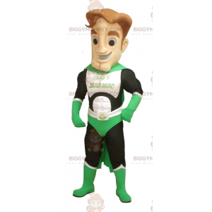 Grøn hvid og sort superhelte BIGGYMONKEY™ maskotkostume -