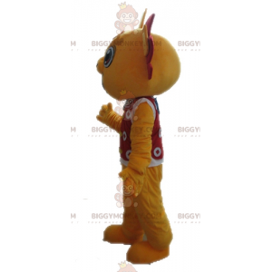 Yellow and Red Dragon BIGGYMONKEY™ Mascot Costume. Smiling