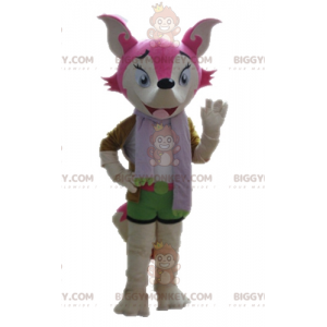 BIGGYMONKEY™ mascot costume female and colorful pink and white