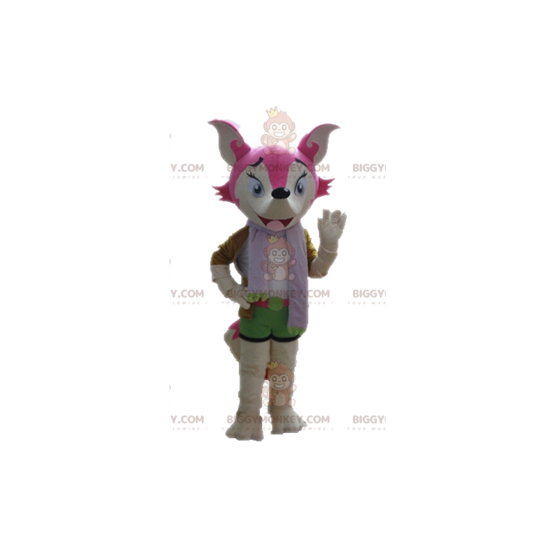 BIGGYMONKEY™ costume mascotte femmina e colorato volpe rosa e BIGGYMONKEY™ costume mascotte femmina e colorato volpe rosa e