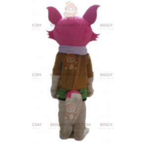 Traje de mascote BIGGYMONKEY™ feminino e raposa rosa e branca
