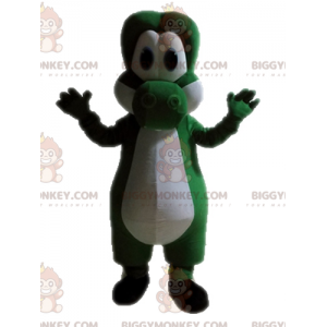 Grøn og hvid dinosaur BIGGYMONKEY™ maskotkostume. Yoshis