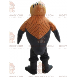 Fantasia de mascote BIGGYMONKEY™ de pássaro laranja e cinza.